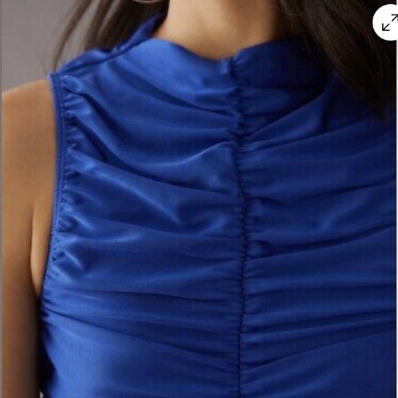 Anthropologie En Elly Ruched Mock Neck Tank Royal Blue Size Small (S) - Picture 3 of 10